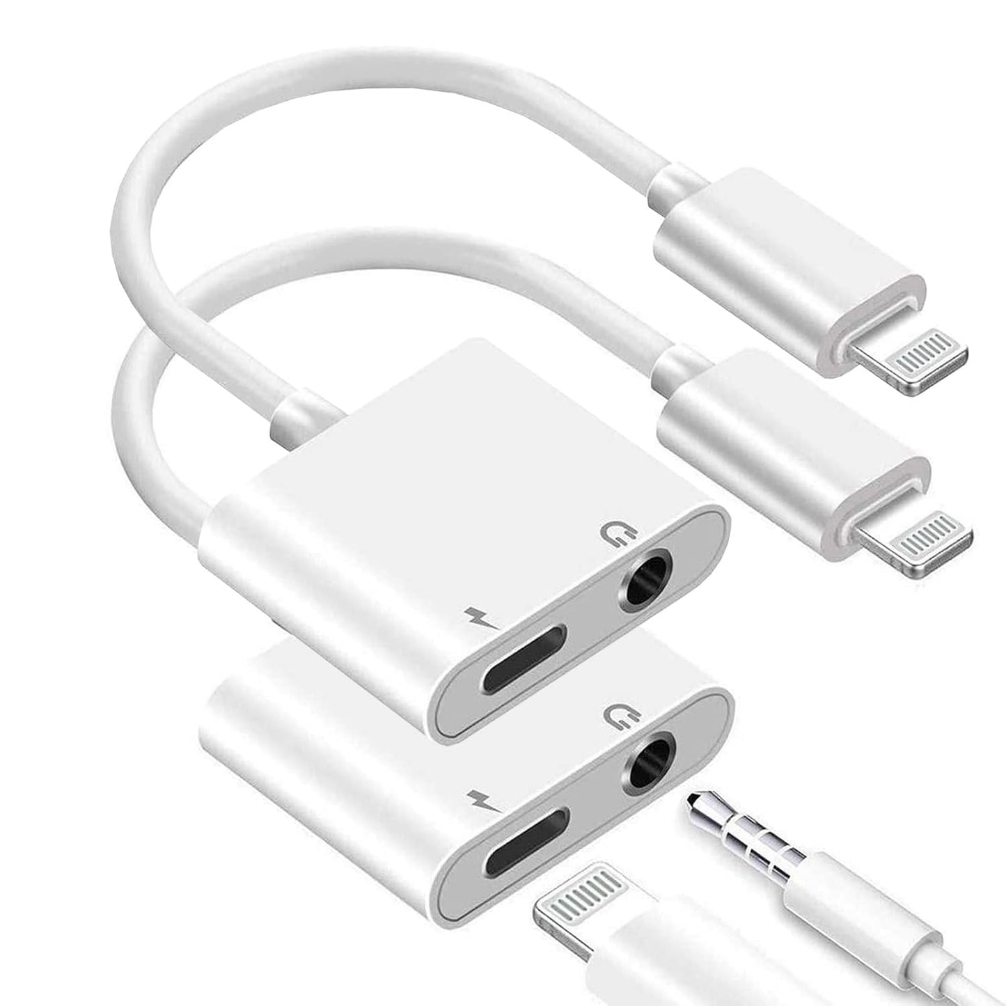 Apple iPhone 2 in 1 Charging and Headphones Adapter Lightning to 3.5mm Jack Audio Converter