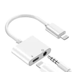 Apple iPhone 2 in 1 Charging and Headphones Adapter Lightning to 3.5mm Jack Audio Converter
