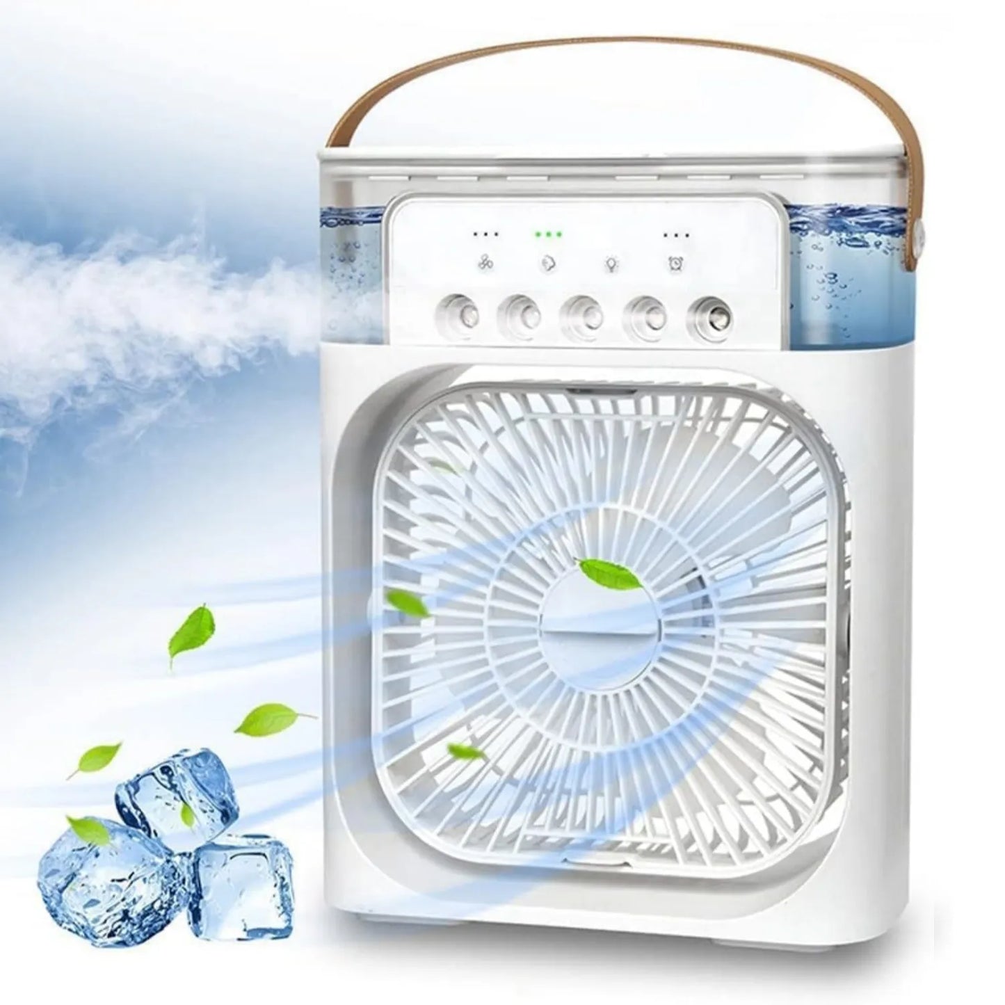 4-In-1 Multi-Functional Portable Air Humidifier Cooling USB Fan With 7-Color Night Light