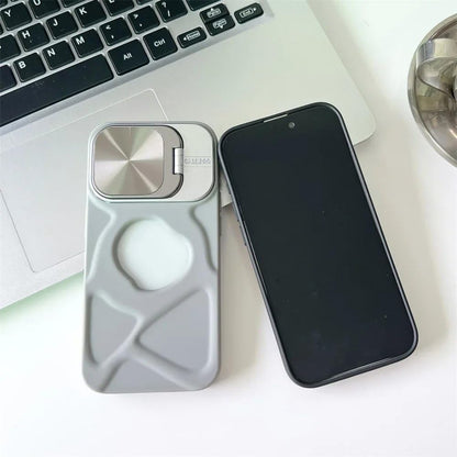 Fashion Logo Hole Magnetic wireless charge Case for iPhone Lens Protection Flip Bracket Magsafe Silicone Soft Cover