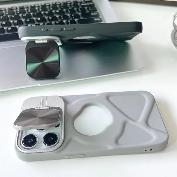 Fashion Logo Hole Magnetic wireless charge Case for iPhone Lens Protection Flip Bracket Magsafe Silicone Soft Cover