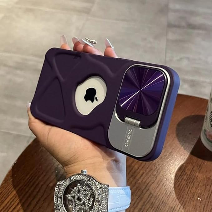 Fashion Logo Hole Magnetic wireless charge Case for iPhone Lens Protection Flip Bracket Magsafe Silicone Soft Cover
