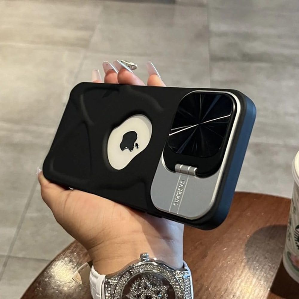 Fashion Logo Hole Magnetic wireless charge Case for iPhone Lens Protection Flip Bracket Magsafe Silicone Soft Cover