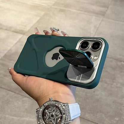 Fashion Logo Hole Magnetic wireless charge Case for iPhone Lens Protection Flip Bracket Magsafe Silicone Soft Cover
