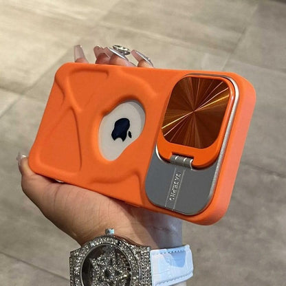 Fashion Logo Hole Magnetic wireless charge Case for iPhone Lens Protection Flip Bracket Magsafe Silicone Soft Cover