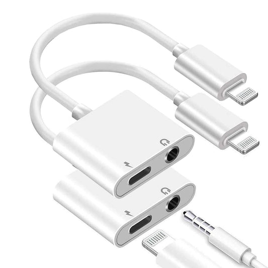 Apple iPhone 2 in 1 Charging and Headphones Adapter Lightning to 3.5mm Jack Audio Converter