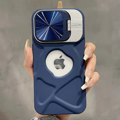 Fashion Logo Hole Magnetic wireless charge Case for iPhone Lens Protection Flip Bracket Magsafe Silicone Soft Cover