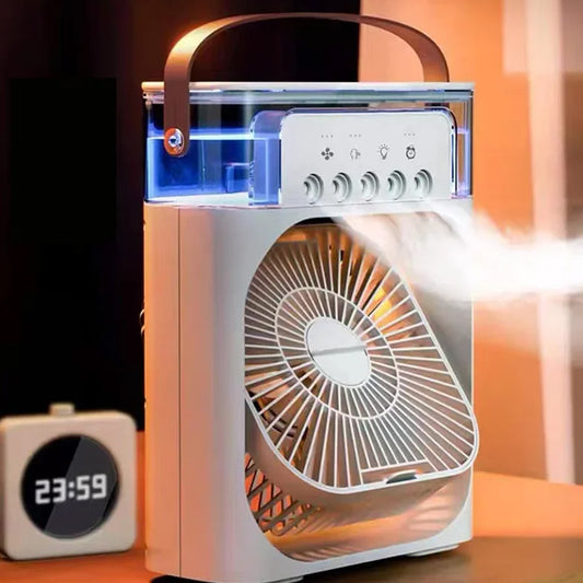 4-In-1 Multi-Functional Portable Air Humidifier Cooling USB Fan With 7-Color Night Light