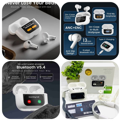 A10 Pro ANC Wireless Bluetooth 5.3 Earbuds App Noise-canceling Call Headphones Gaming Touch Screen