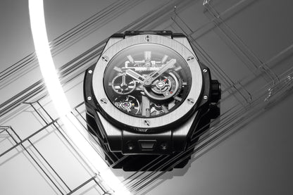 HUBLOT Wristwatch, Big Bang 44 mm, Titanium, Rubber Strap, with Folding Clasp, Skeleton Dial