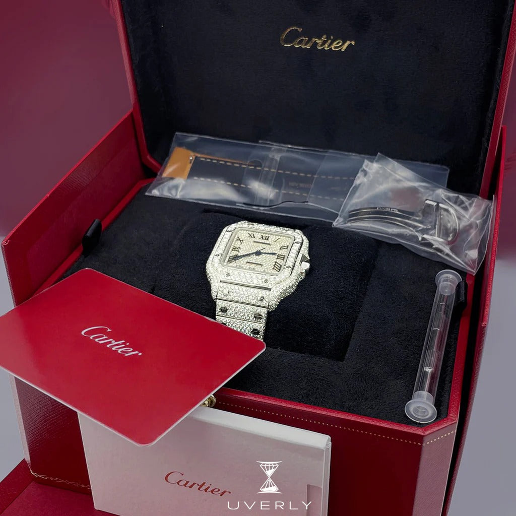 Cartier Santos 35mm Medium Diamond Watch